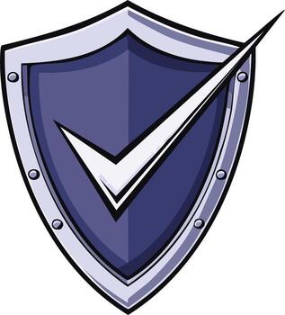 ilustración de un brillante proteger con un blanco marca de verificación simbolizando proteccion y validación vector