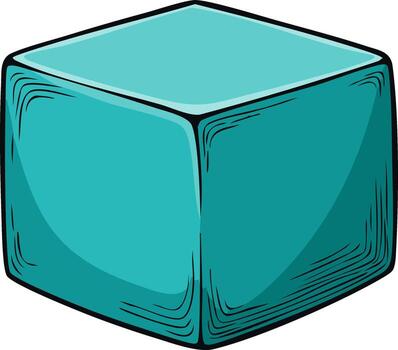 Teal cube geometric shape illustration with rounded edges a simple three dimensional design element vector