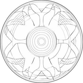 circular resumen modelo con floral elementos y concéntrico círculos, resumido geométrico decoración vector