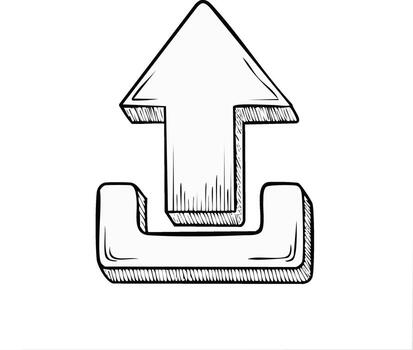 Hand drawn upload arrow icon symbolizing progress, data transfer, and digital technology vector