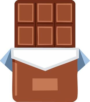 Simple illustration of a milk chocolate bar in an open wrapper vector