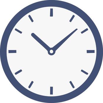 Clock Face Illustration with Minute and Hour Hands, Time Management Concept, Blue Outline, White Dial, Timing Reminder, Design Element vector
