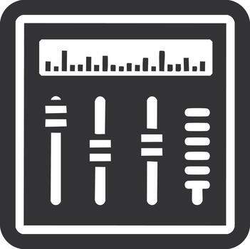 Black and White Audio Mixer Console Panel Graphic with Volume and Fader Controls, and Digital Level Display vector
