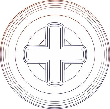 Outlined Plus Sign in Circle with Concentric Circles, Graphic Design, Modern Illustration, Gradient Colors vector