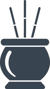 difusor florero con palos emitiendo aroma para relajación y aromaterapia vector