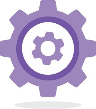 plano diseño icono de anidado púrpura engranajes ilustrando preparar mantenimiento y digital personalización vector