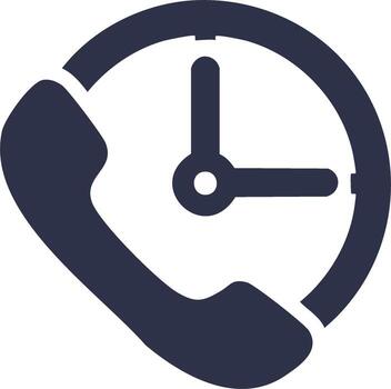 Telephone Receiver and Clock Icon for Scheduling Calls Customer Support and Time Management vector