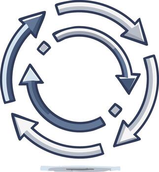 Rotating Cycle Arrows Circle Flow Direction Movement Process Recycle Arrows Round vector