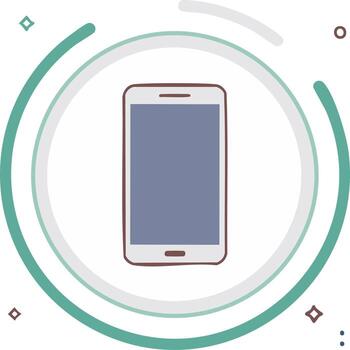 Smartphone Icon with Circular Design Element Hand-Drawn Style vector