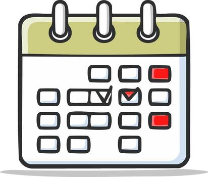 Hand drawn calendar with checkmarks and highlighted important dates concept vector