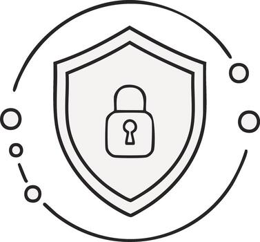 garabatear estilo seguridad proteger y candado icono para digital datos proteccion y ciber red la seguridad vector
