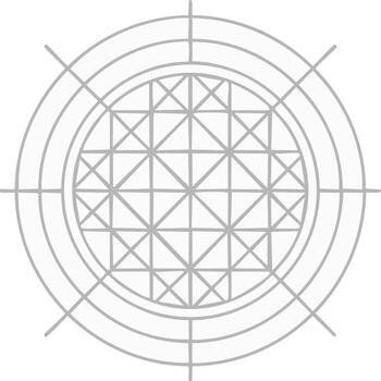 Abstract geometric pattern with concentric circles and square grid design vector