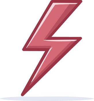 Red lightning bolt with a 3D effect graphic element on a white background vector