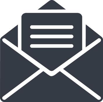 Open envelope with letter icon symbolizing email message and communication vector