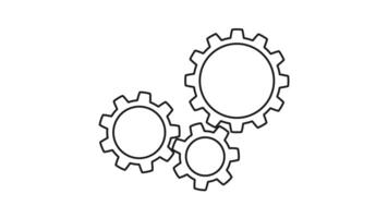 Animated minimal icon overlay of rotating gears on white background. Symbol of automotive service, mechanical process, repair system or technical workflow. Concept. car service. video