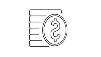 animerad mynt stack ikon med dollar symbol på vit bakgrund. minimal svart översikt slinga som visar pengar ackumulation, investering och finansiell besparingar för appar och projekt. pengar besparingar. video