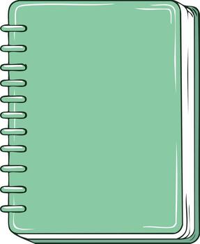 Illustrated Teal Green Notebook with Spiral Binding and Blank Cover for Writing Notes and Creating Art vector