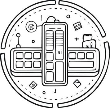 resumen ilustración de moderno diseño en circular forma con tecnología íconos y elementos vector
