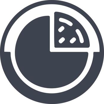 Simple flat icon of a clock timer or data pie chart with one quarter segment removed vector