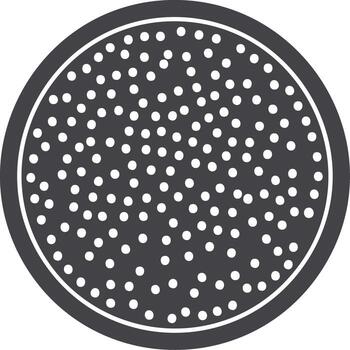 Minimalist design of a dark gray circle filled with symmetrical white dots, creating a textured pattern vector