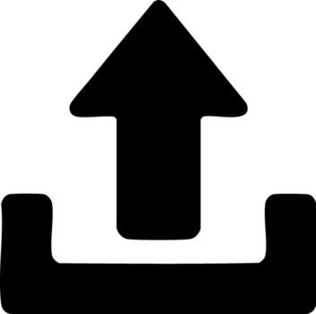 mano dibujado negro subir símbolo con un hacia arriba flecha. minimalista icono para web, aplicaciones, y datos compartiendo vector