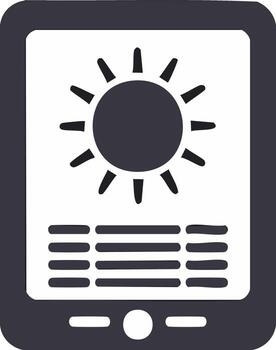 Mobile device with sun symbol and data lines for weather or screen brightness vector