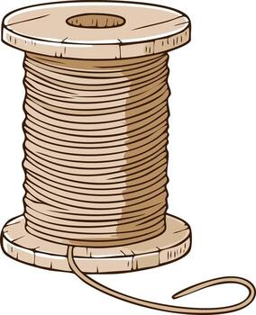 Cartoon Bobbin with Threaded Twine for Sewing Projects or Craft Applications vector