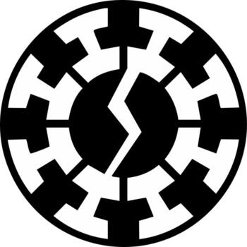 resumen negro y blanco emblema con circular modelo y relámpago tornillo vector