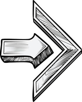 Hand Drawn Arrow Pointing Right Artistic Directional Sign Guide Marker Navigation Icon Symbol vector