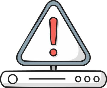 Alert Notification on Device in Triangle Warning Sign with Exclamation Point vector