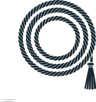 enroscado grueso cuerda con decorativo borla, náutico nudo bucle, retorcido náutico cable motivo vector