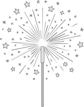 Festive sparkler stick with radiating lines and stars doodle for new year and event design vector
