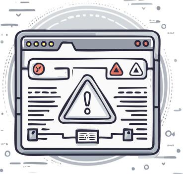 Browser Window Error Message Hand Drawn Icon Digital Security Warning System Failure vector