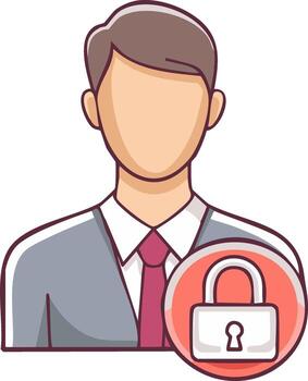 empresario icono con un candado representando usuario seguridad, cuenta proteccion, y datos intimidad vector