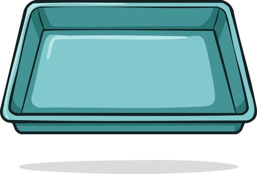 vacío azul rectangular bandeja o envase aislado ilustración vector