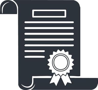 Official document scroll with a prominent award seal and ribbon representing success and quality approval vector