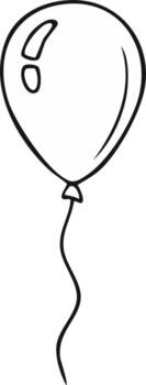 Simple Hand Drawn Outline of a Floating Party Balloon with a Wavy String Celebration Decor Element vector