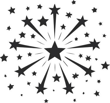 Graphic firework starburst with exploding stars icon illustration vector