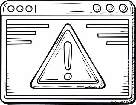Web Browser Displaying Warning Alert Symbol and Error Message vector