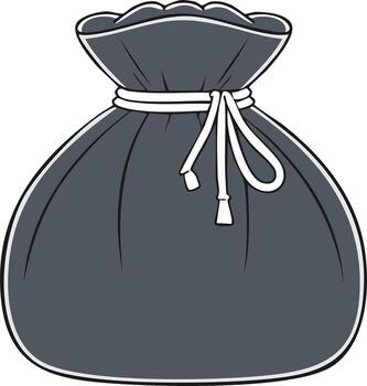 Stylized Fabric Pouch with Drawstring Ties Illustration for Graphic Design Projects vector