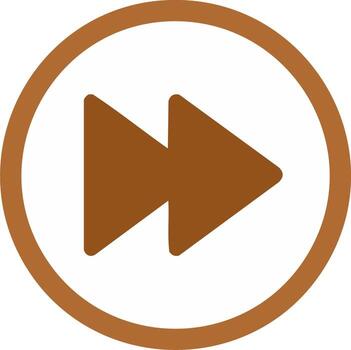 Forward media control icon with brown arrows in a circle, representing playback controls and advancement of content vector