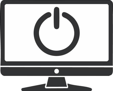 Iconic power button symbol displayed on computer monitor screen vector