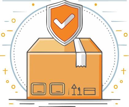 Secure Delivery Box with Shield Graphic and Checkmark for Safe Shipment vector
