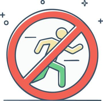 Prohibition Sign Indicating Running Is Not Permitted Restriction Icon vector