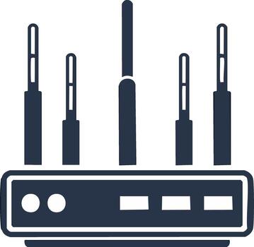 Detailed icon of a wireless internet router with multiple antennas symbolizing network connectivity and WiFi vector