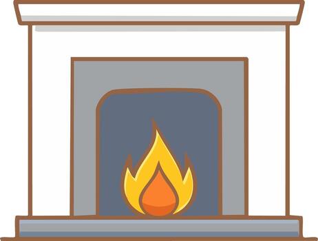 Illustration of a Cozy Fireplace with Flickering Flames Creating a Warm and Inviting Atmosphere vector