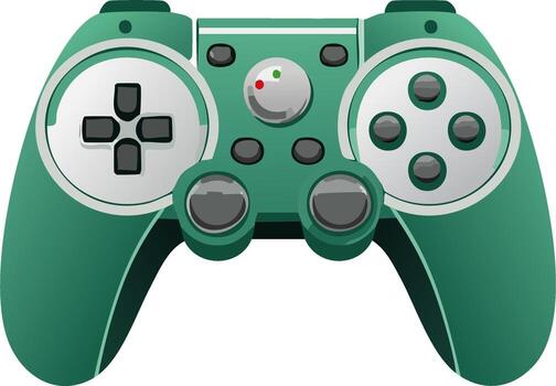 Green game controller isolated, digital entertainment, game control concept vector