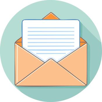 Open Envelope with Paper and Lines Illustration vector