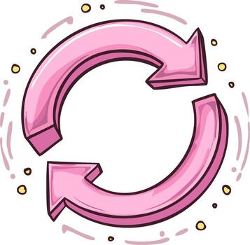 rosado circular flechas simbolizando proceso, actualizar y lazo animación vector