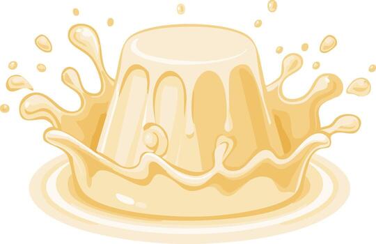 Delicious dessert with sauce splashing around it to make it look like the best pudding ever made vector